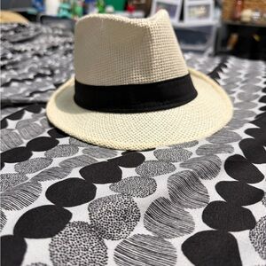 Stylish Cream Fedora Hat with Black Band